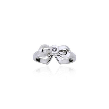 Tied Ribbon Sterling Silver With Gemstone Ring TTR063 - Jewelry